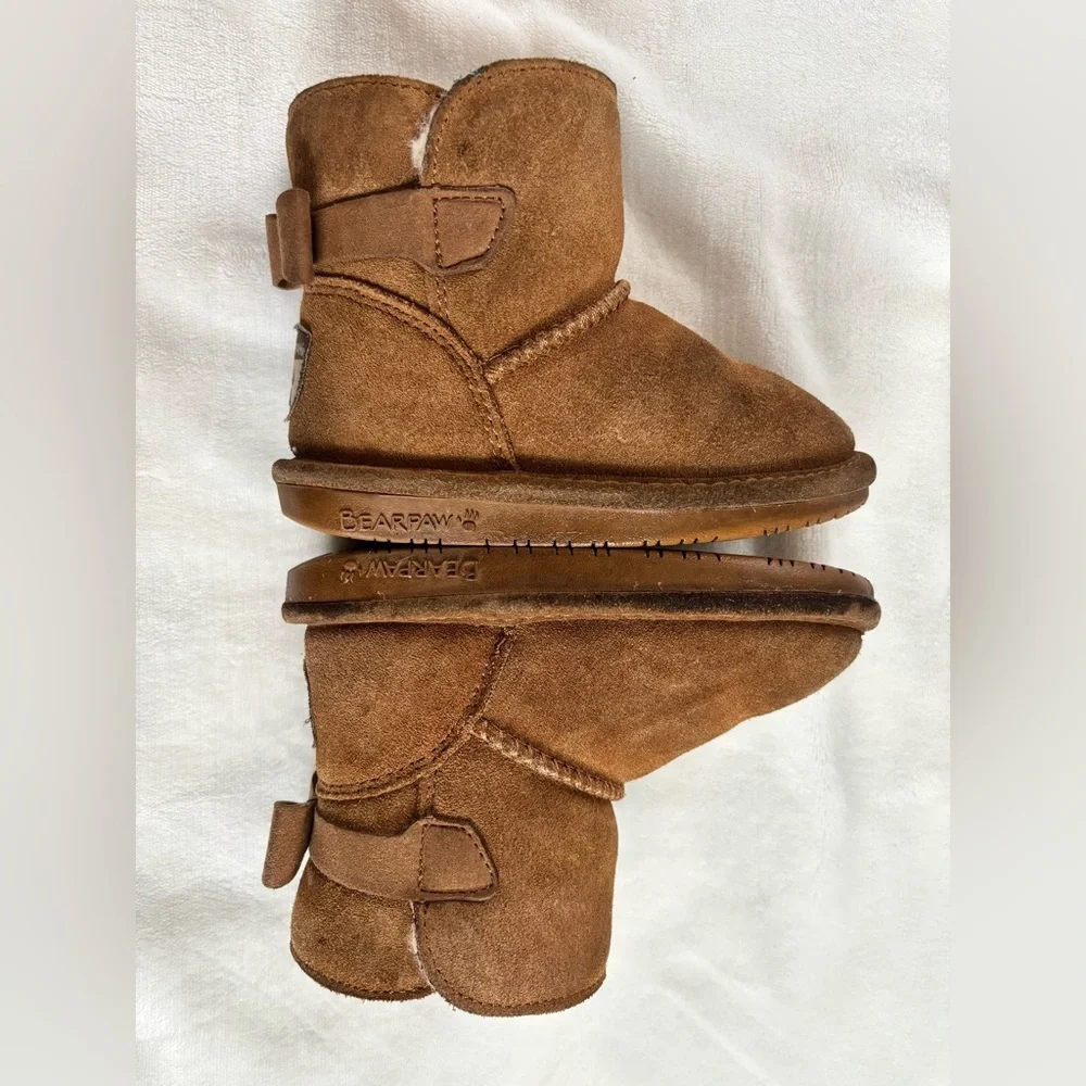 BearPaw Kids Winter Boots Brown Fur Suede Shoes Size T9